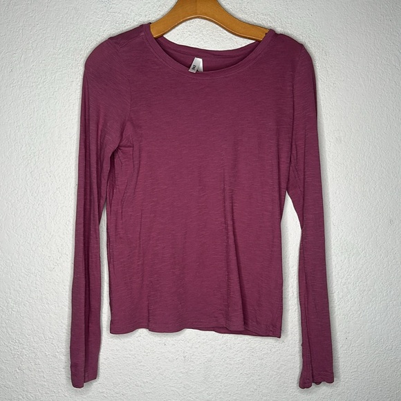 Pact Featherweight Slub Long Sleeve Round Neck Tee - Burgundy  - small - Picture 2 of 4